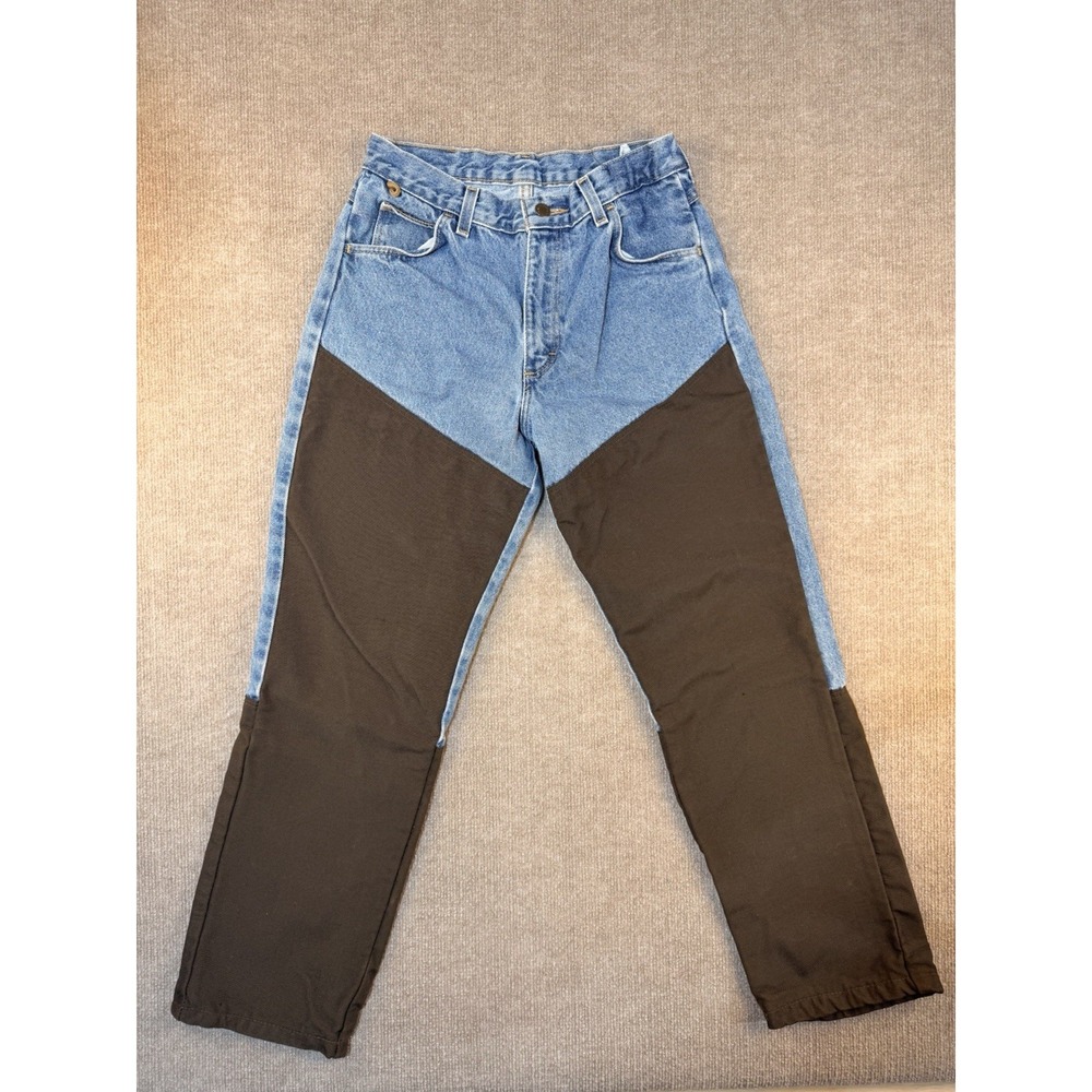 Wrangler Rugged Wear Jeans Youth 16 Double Knee Workwear Denim Brown